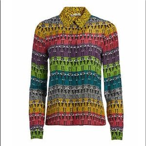 NWT ALICE +OLIVIA Willa Stace Face Placket Top Size S